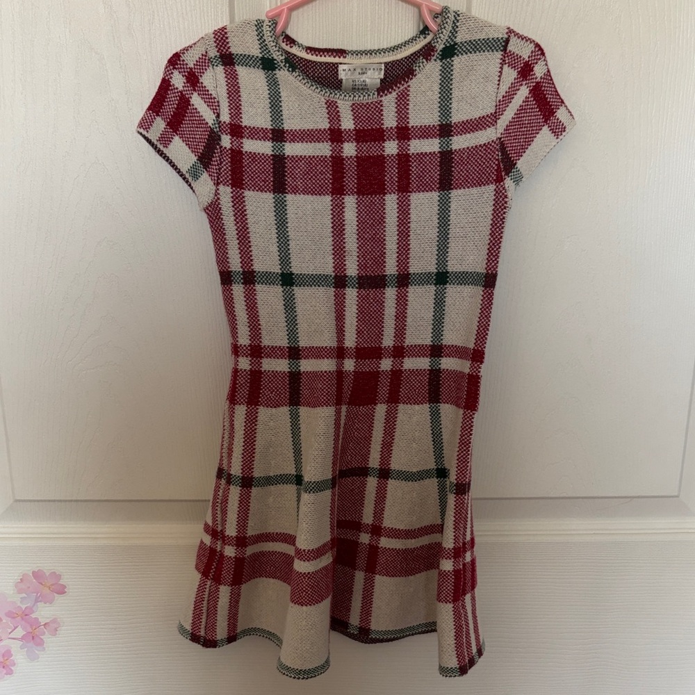 Max Studio Red and Green Plaid Kids Dress 4T
